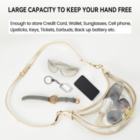 Clear Fanny Pack Stadium Approved For Women & Men Belt Bag Crossbody Waterproof With Adjustable Strap For Festival Sports Workout (Color: Gold)