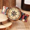Full Color Wood Compass Plate Men's Lady Couple Watch Personality Scale Men's Watch