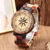 Full Color Wood Compass Plate Men's Lady Couple Watch Personality Scale Men's Watch